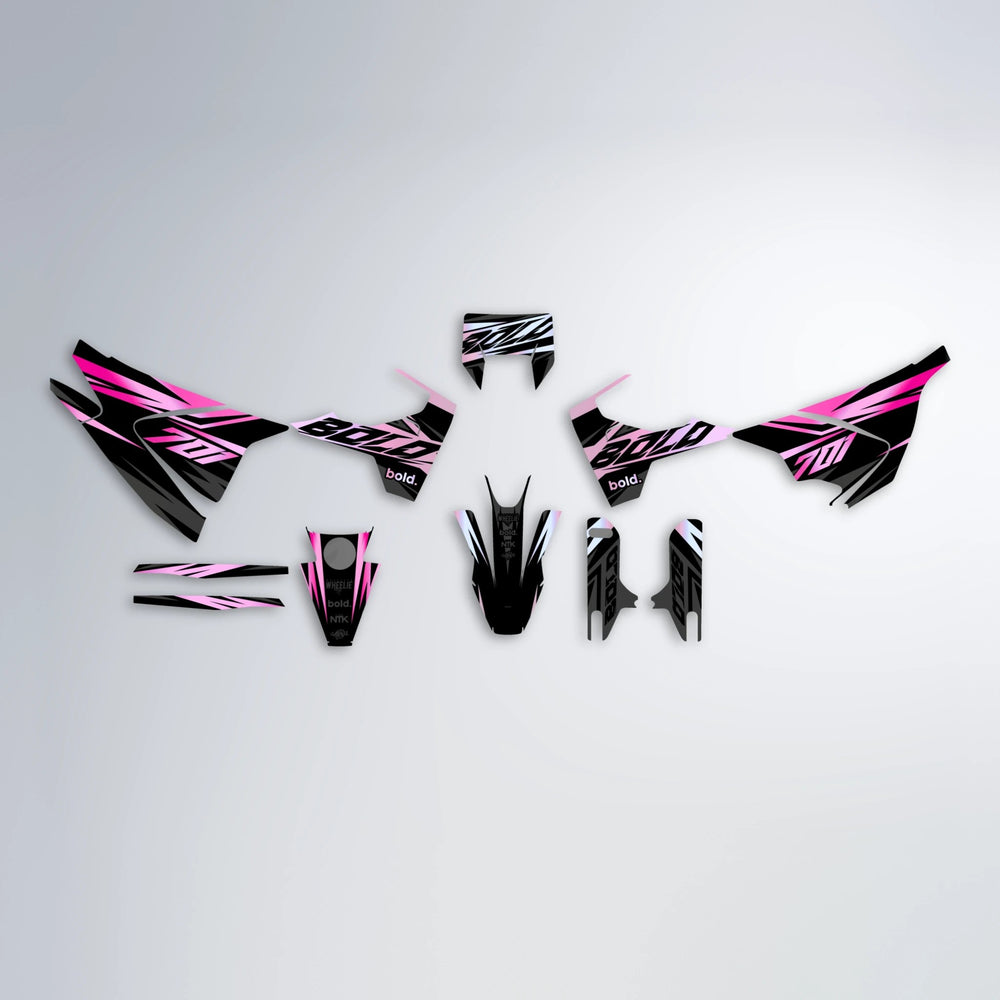 HAZE Husqvarna 701 graphics kit parts layout in Flamingo