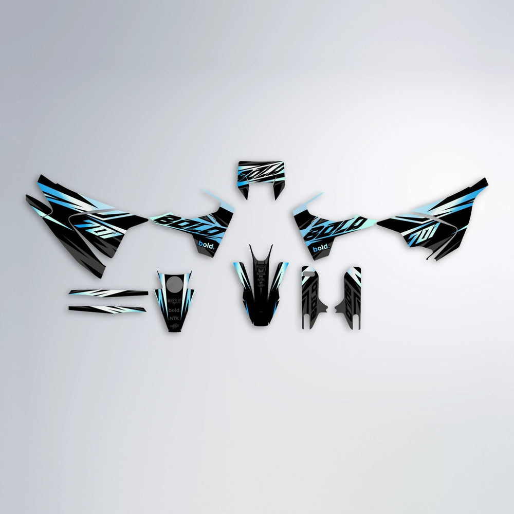 HAZE Husqvarna 701 graphics kit parts layout in Light Blue & White