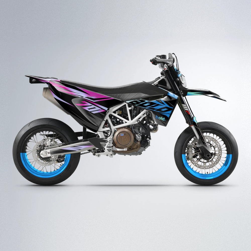 HAZE Husqvarna 701 supermoto graphics kit in Pink & Light Blue