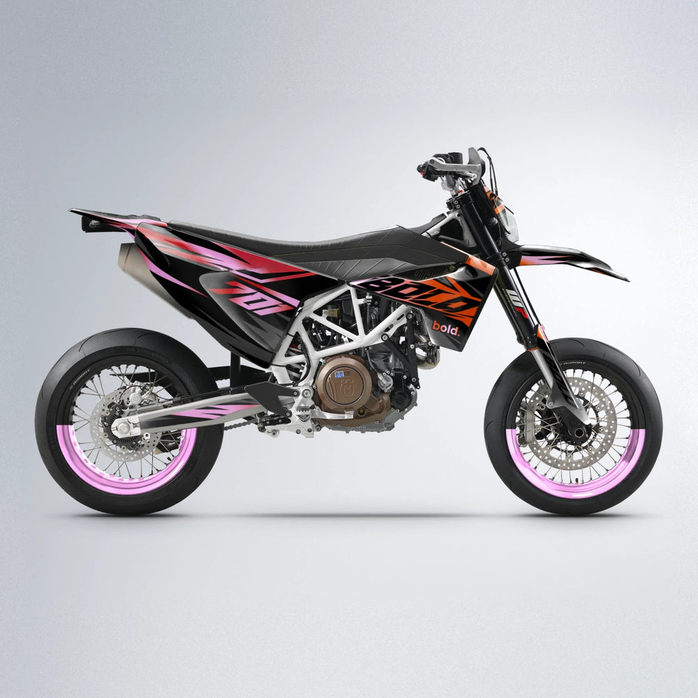 HAZE Husqvarna 701 supermoto graphics kit in Red & Orange