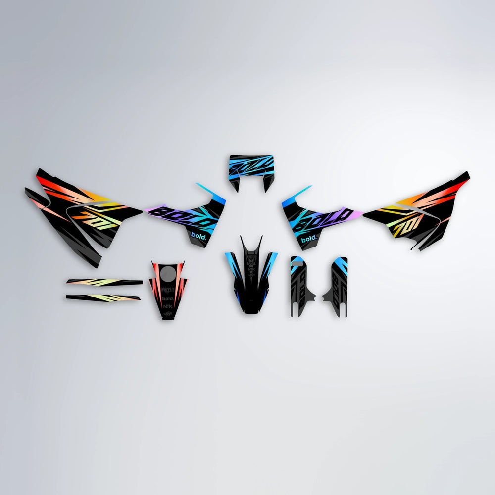 HAZE Husqvarna 701 graphics kit parts layout in Sunset Fade