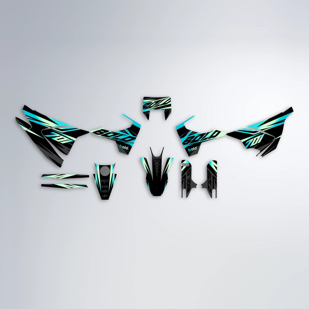 HAZE Husqvarna 701 graphics kit parts layout in Teal