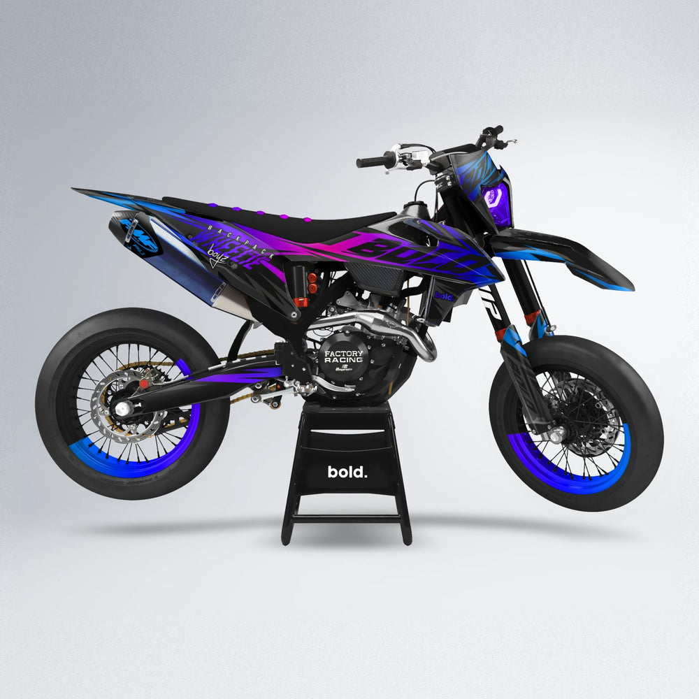 HAZE supermoto graphics kit in Blue Purple Fade