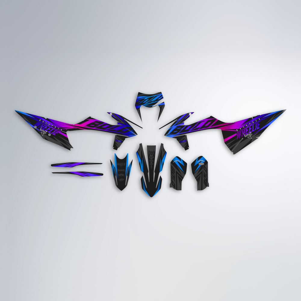 HAZE graphics kit parts layout in Blue Purple Fade