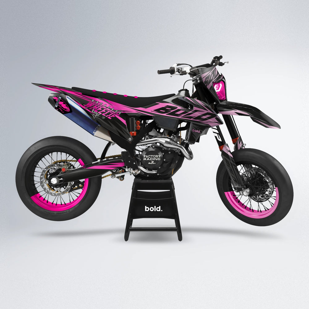 HAZE supermoto graphics kit in Flamingo
