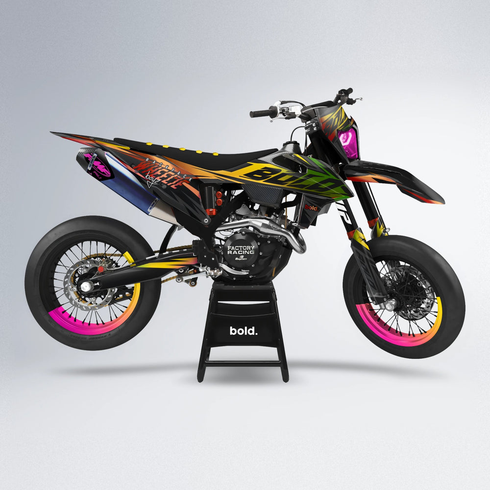HAZE supermoto graphics kit in Pink & Yellow