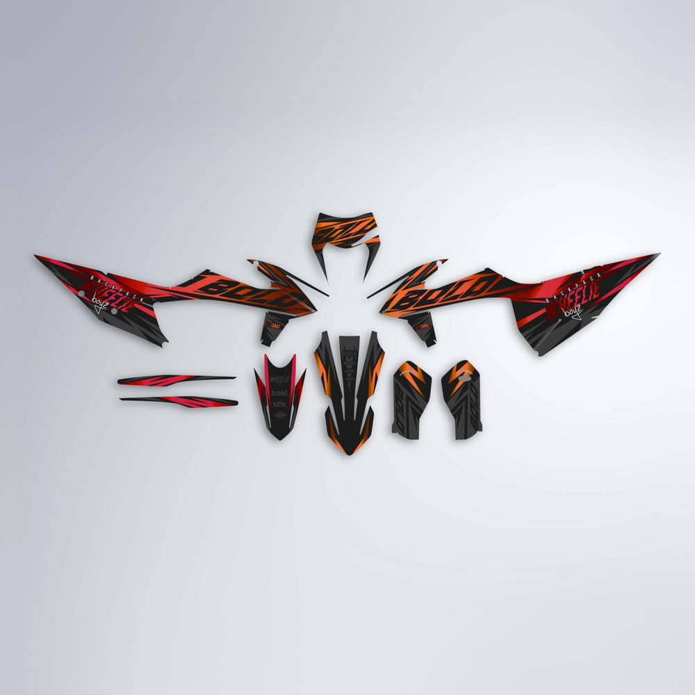 HAZE graphics kit parts layout in Red & Orange