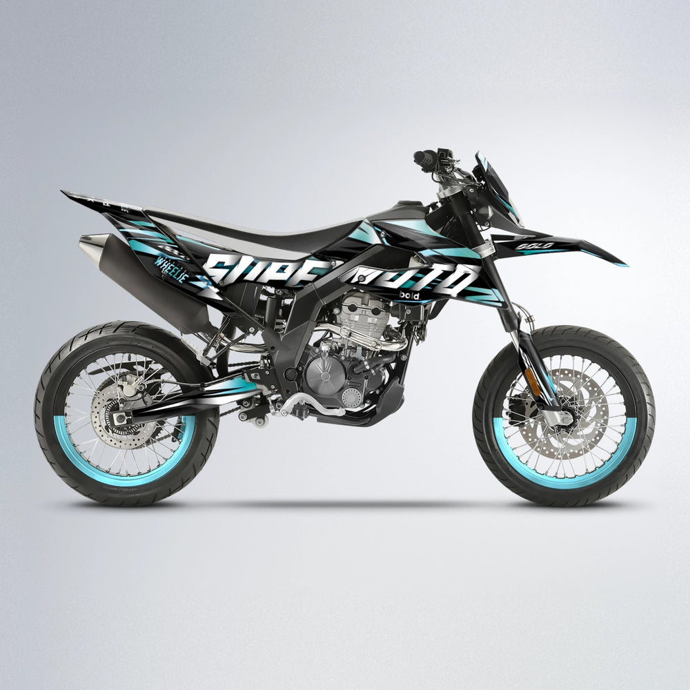 HOLYHANSI Aprilia SX 125 supermoto graphics kit in Light Blue & White