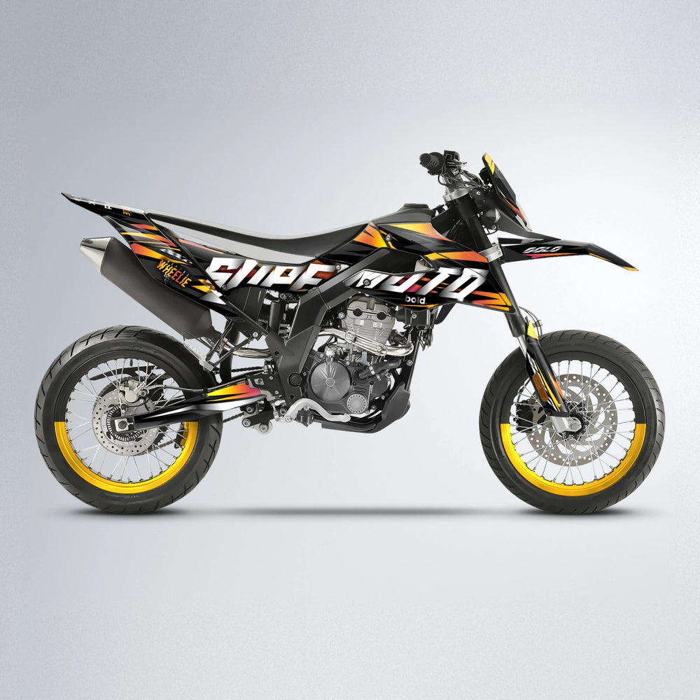 HOLYHANSI Aprilia SX 125 supermoto graphics kit in Orange & Yellow