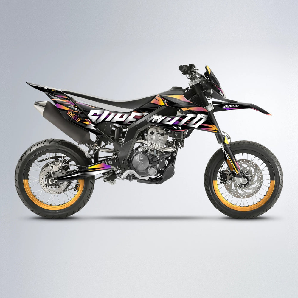 HOLYHANSI Aprilia SX 125 supermoto graphics kit in Pink & Yellow