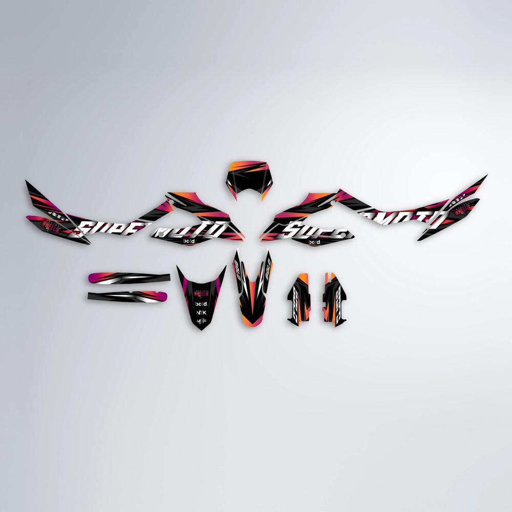 HOLYHANSI Aprilia SX 125 graphics kit parts layout in Red & Orange