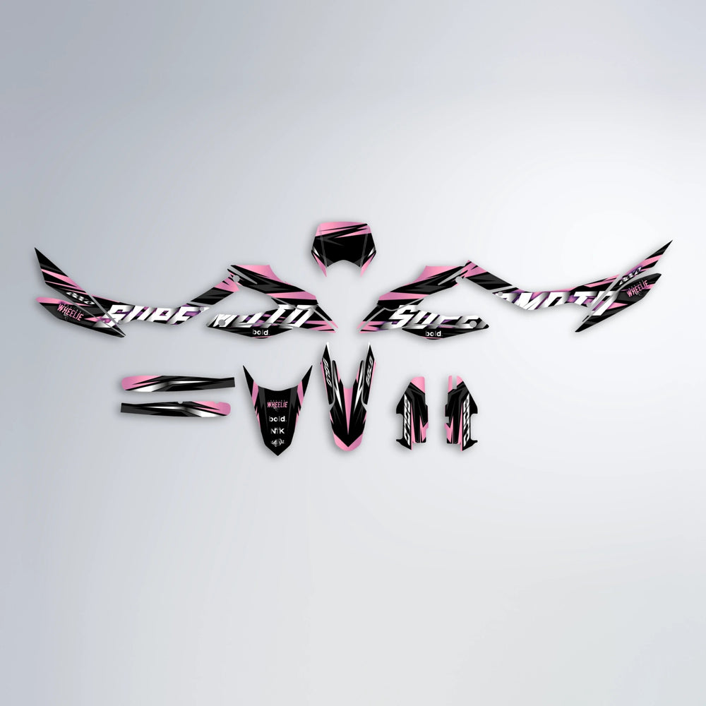 HOLYHANSI Aprilia SX 125 graphics kit parts layout in Sakura Pink