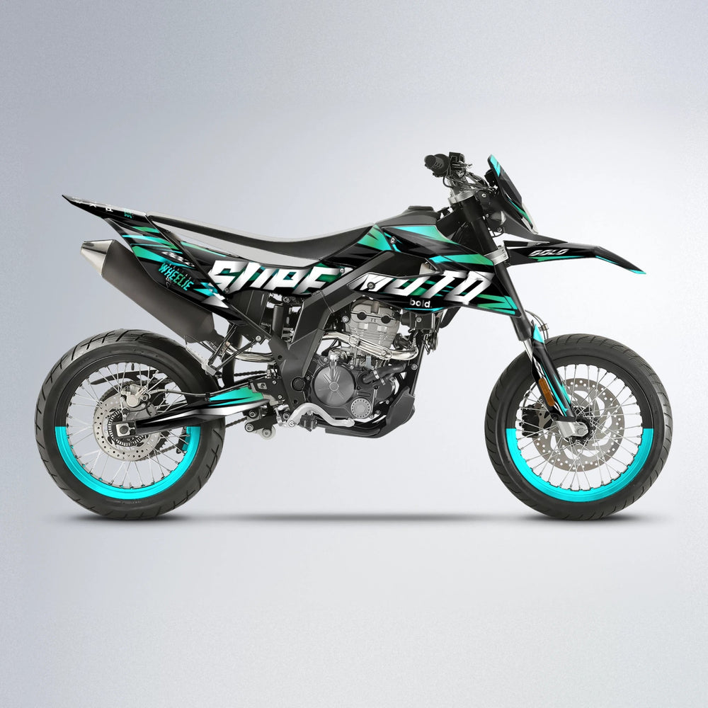 HOLYHANSI Aprilia SX 125 supermoto graphics kit in Teal