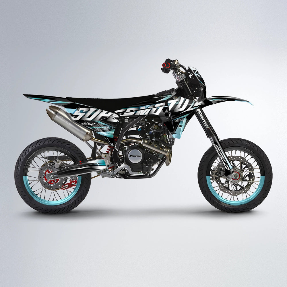 HOLYHANSI Fantic supermoto graphics kit in Light Blue & White