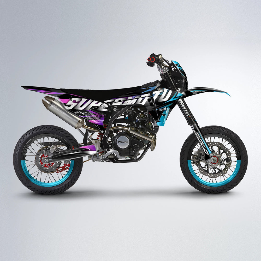 HOLYHANSI Fantic supermoto graphics kit in Pink & Light Blue