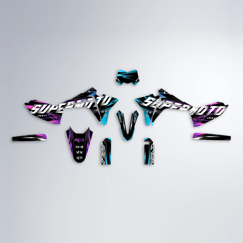 HOLYHANSI Fantic graphics kit parts layout in Pink & Light Blue