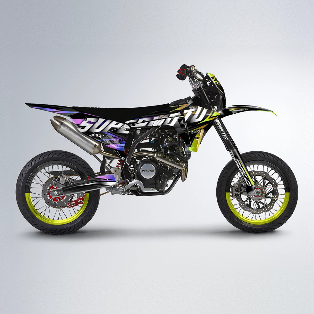 HOLYHANSI Fantic supermoto graphics kit in Purple & Yellow
