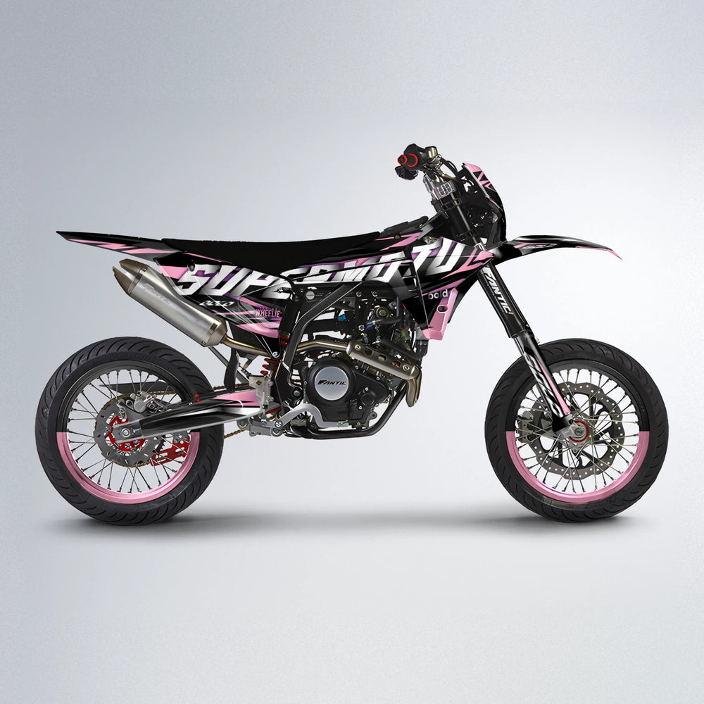HOLYHANSI Fantic supermoto graphics kit in Sakura Pink
