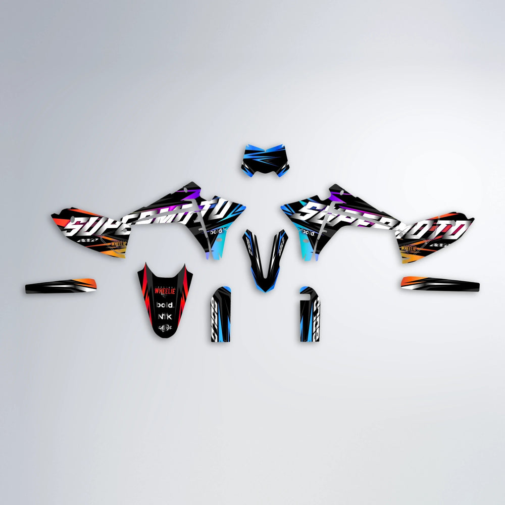 HOLYHANSI Fantic graphics kit parts layout in Sunset Fade