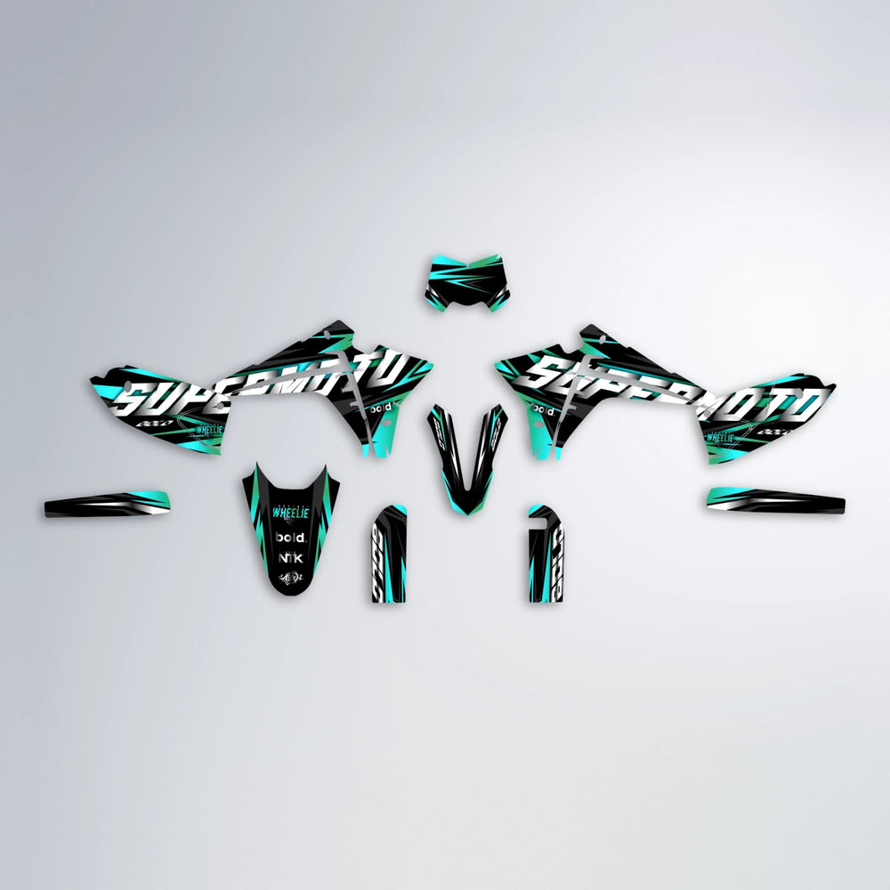 HOLYHANSI Fantic graphics kit parts layout in Teal