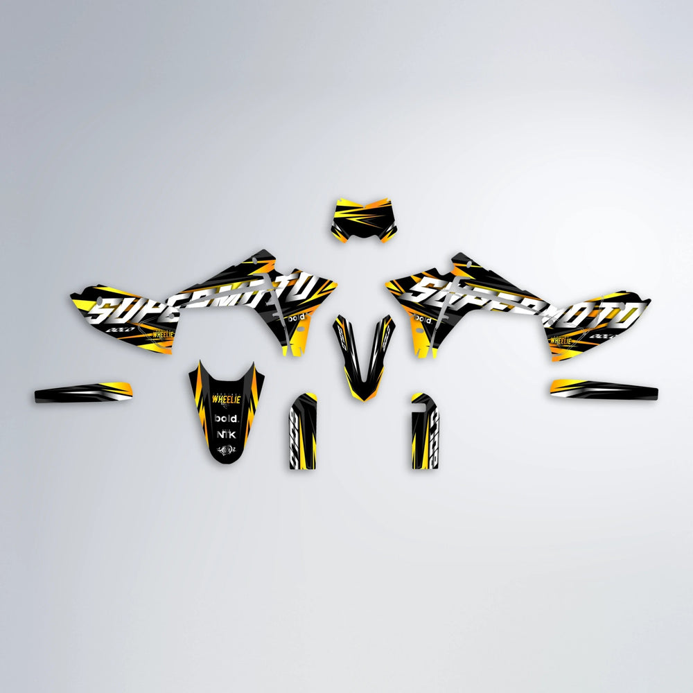 HOLYHANSI Fantic graphics kit parts layout in Yellow