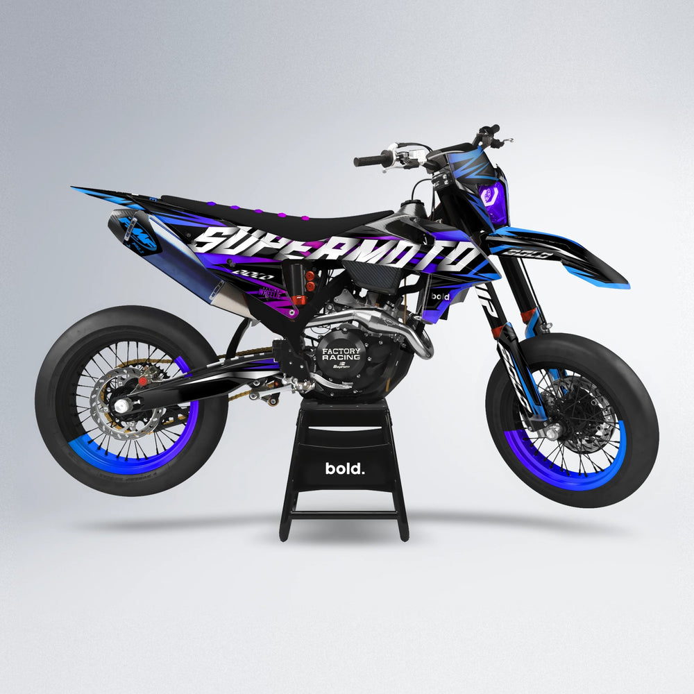 HOLYHANSI supermoto graphics kit in Blue Purple Fade