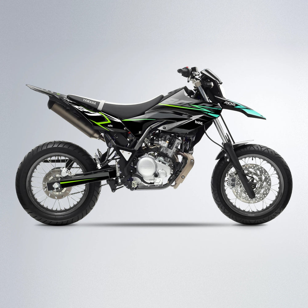 HORIZON Yamaha WR 125X supermoto graphics kit in Cyan & Green