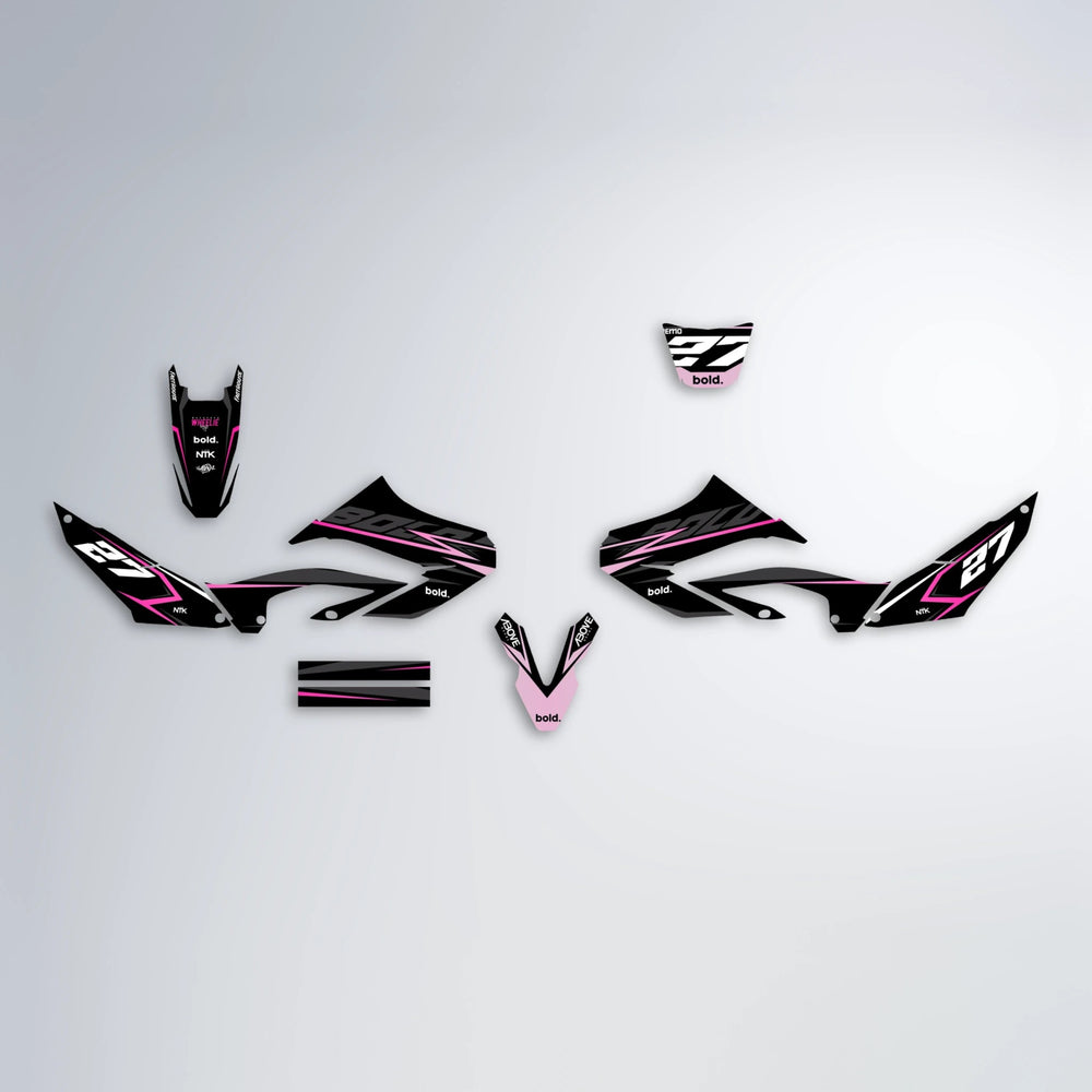 HORIZON Yamaha WR 125X graphics kit parts layout in Flamingo