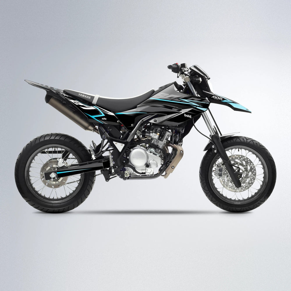 HORIZON Yamaha WR 125X supermoto graphics kit in Light Blue & White