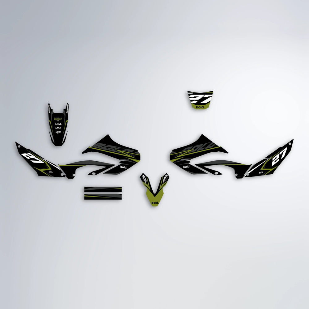 HORIZON Yamaha WR 125X graphics kit parts layout in Olive