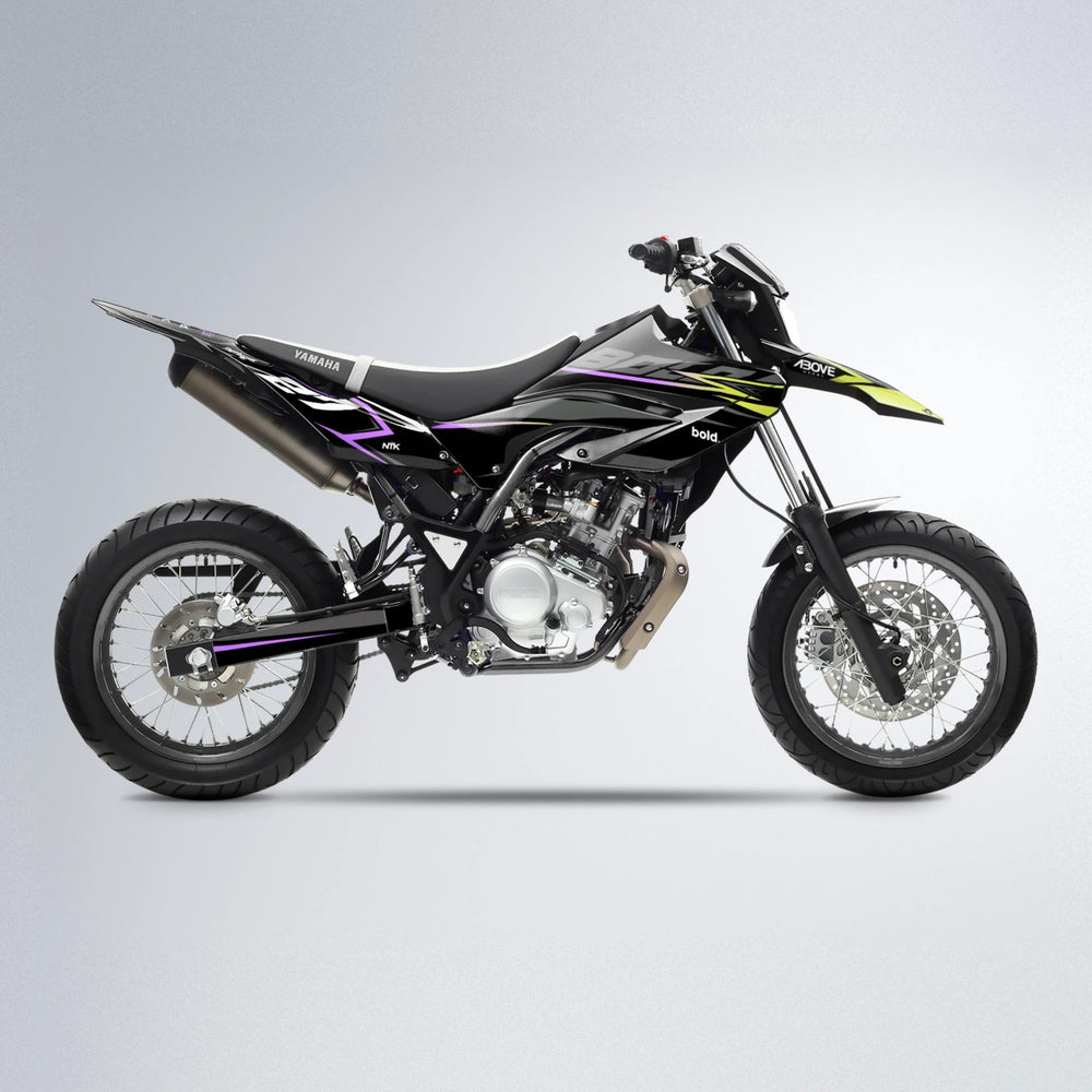 HORIZON Yamaha WR 125X supermoto graphics kit in Purple & Yellow