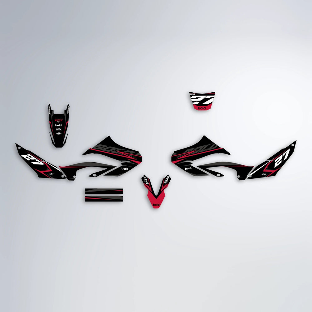 HORIZON Yamaha WR 125X graphics kit parts layout in Red