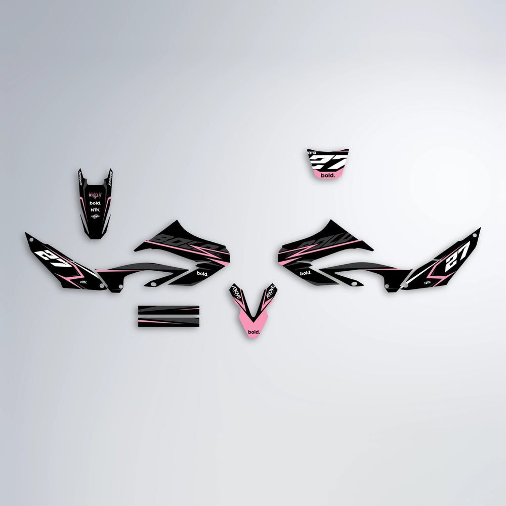 HORIZON Yamaha WR 125X graphics kit parts layout in Sakura Pink