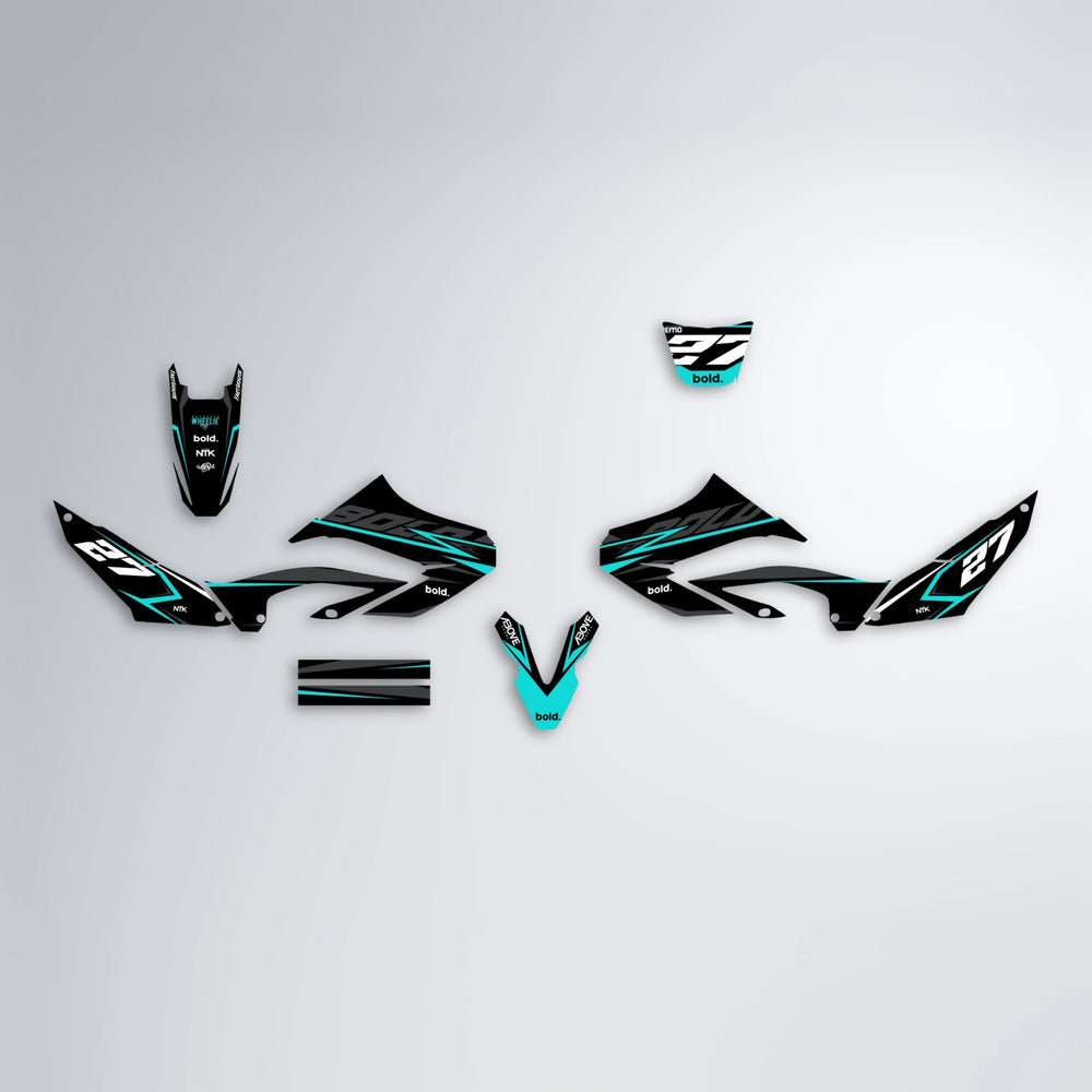 HORIZON Yamaha WR 125X graphics kit parts layout in Teal