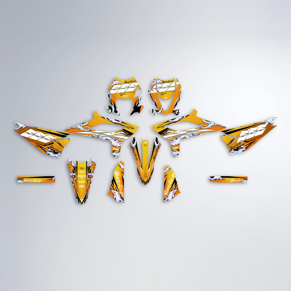 HYDRA Beta graphics kit parts layout in Orange & Yellow