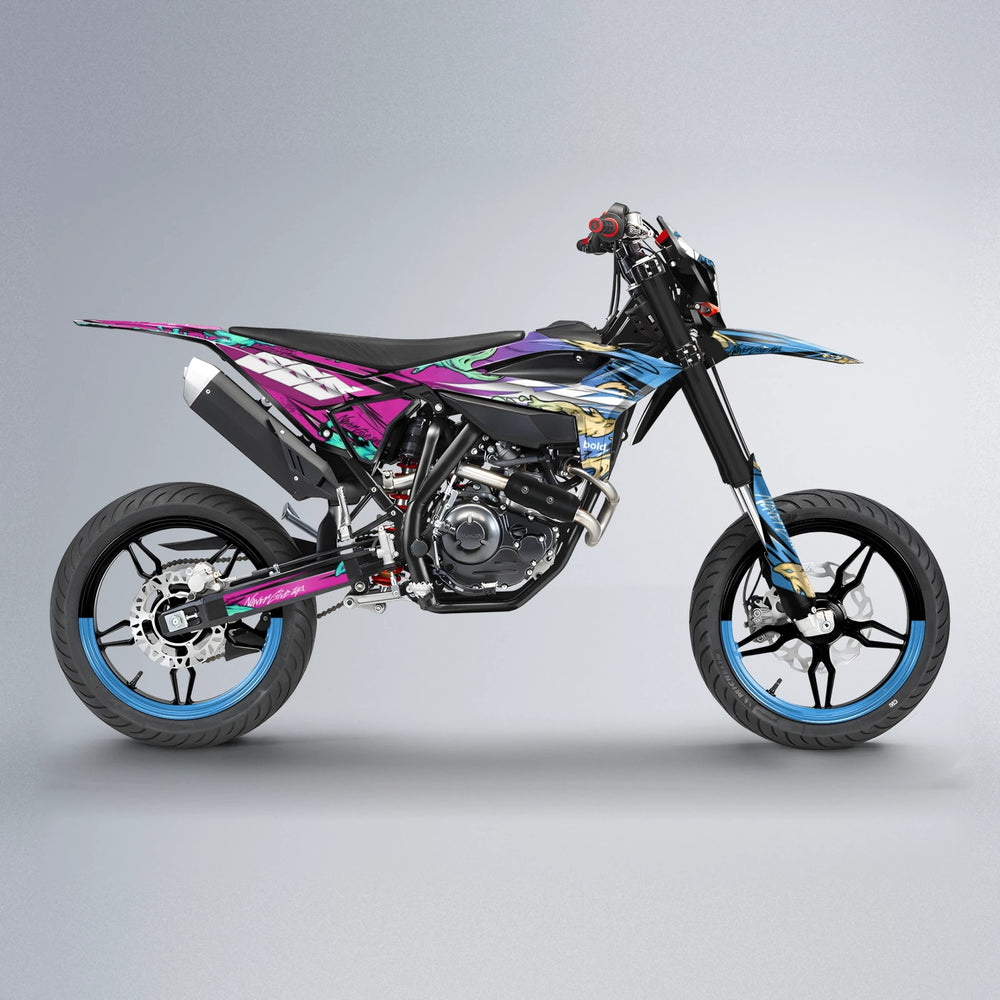 HYDRA Beta supermoto graphics kit in Pink & Light Blue