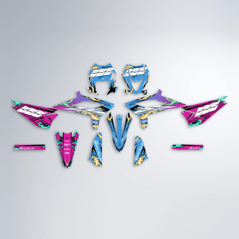 HYDRA Beta graphics kit parts layout in Pink & Light Blue