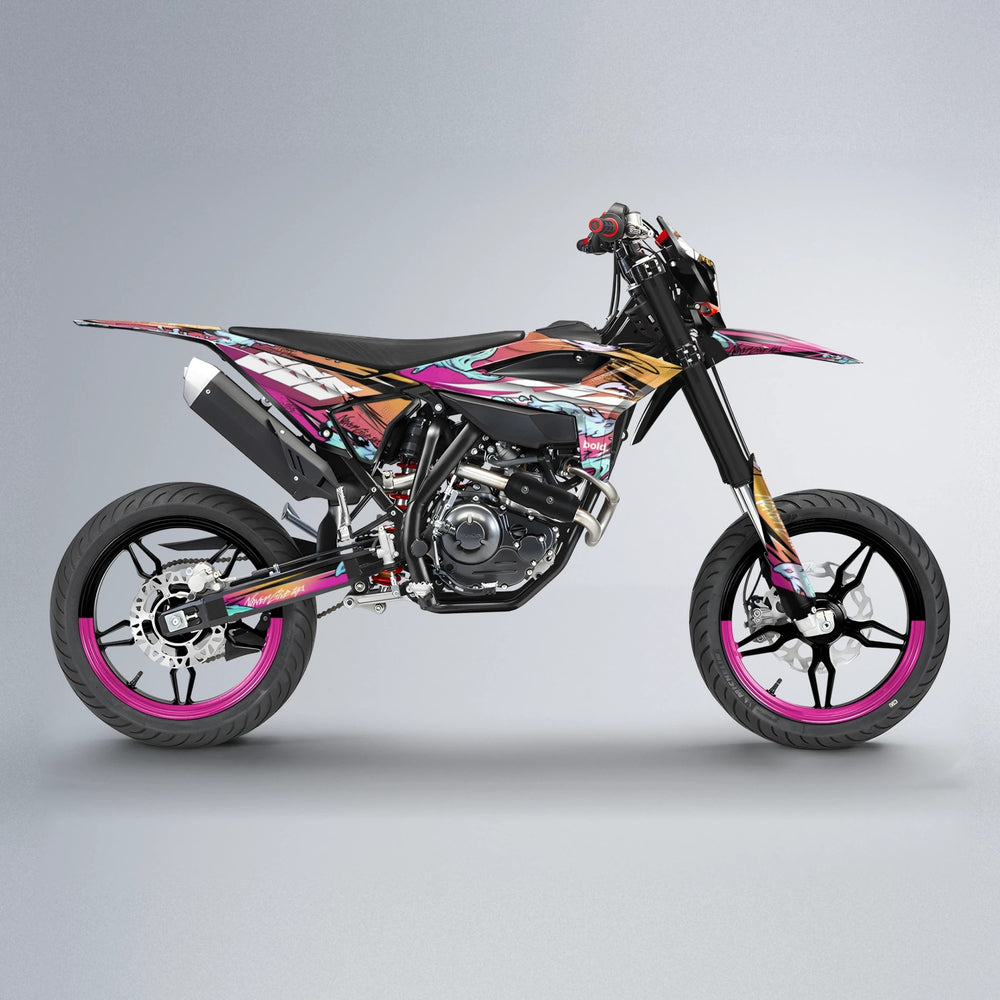 HYDRA Beta supermoto graphics kit in Pink & Yellow