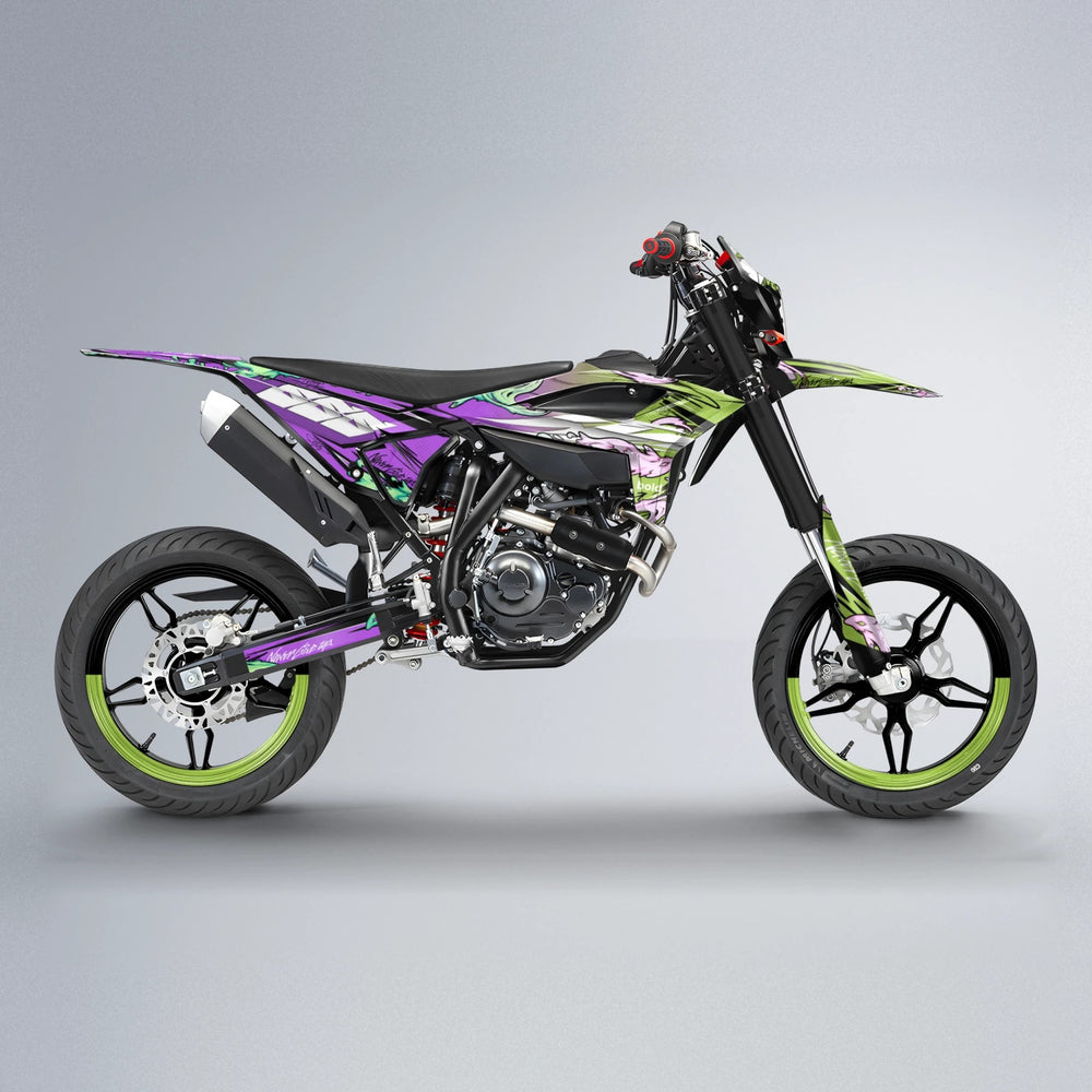 HYDRA Beta supermoto graphics kit in Purple & Yellow