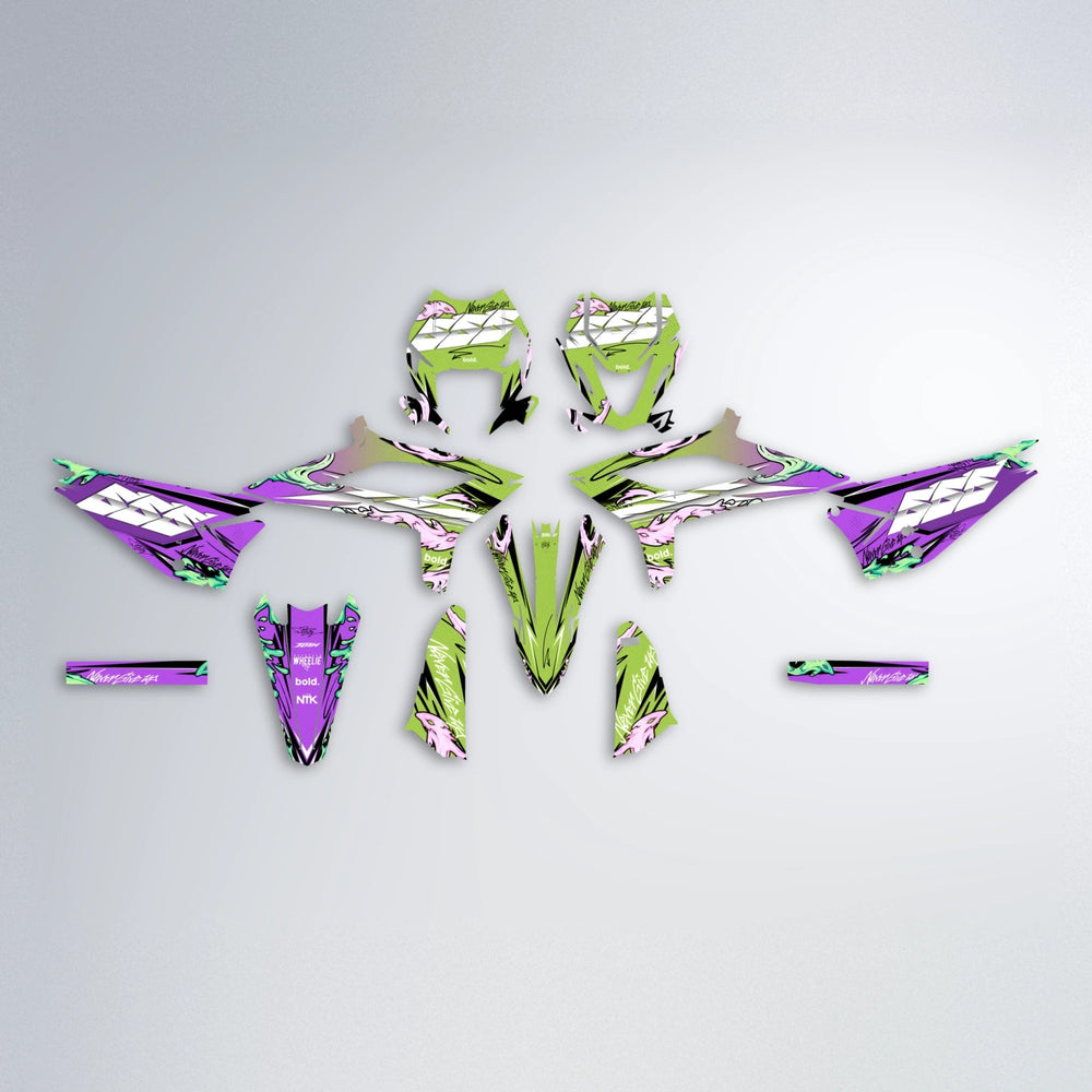 HYDRA Beta graphics kit parts layout in Purple & Yellow