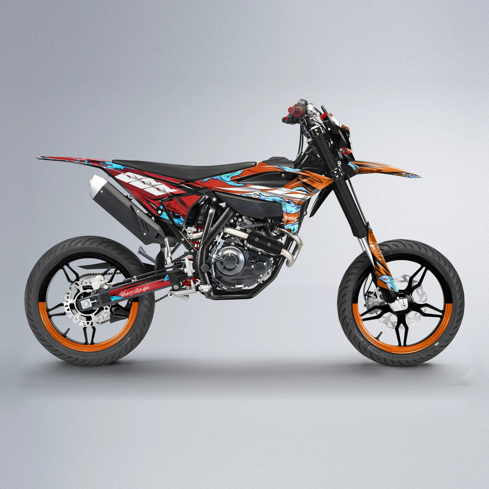 HYDRA Beta supermoto graphics kit in Red & Orange