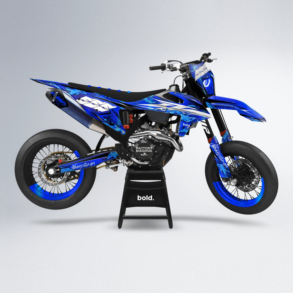 HYDRA supermoto graphics kit in Blue Chrome