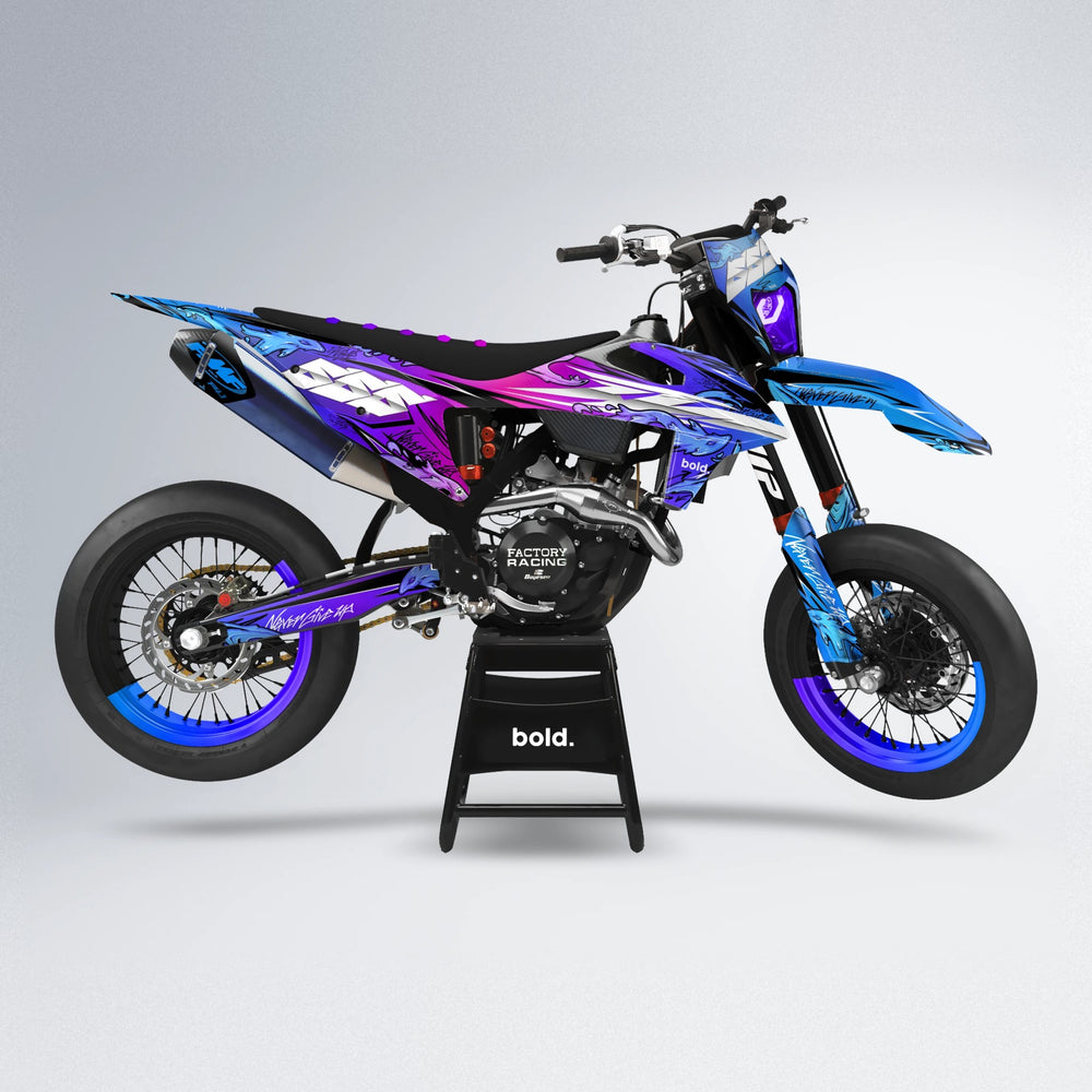 HYDRA supermoto graphics kit in Blue Purple Fade