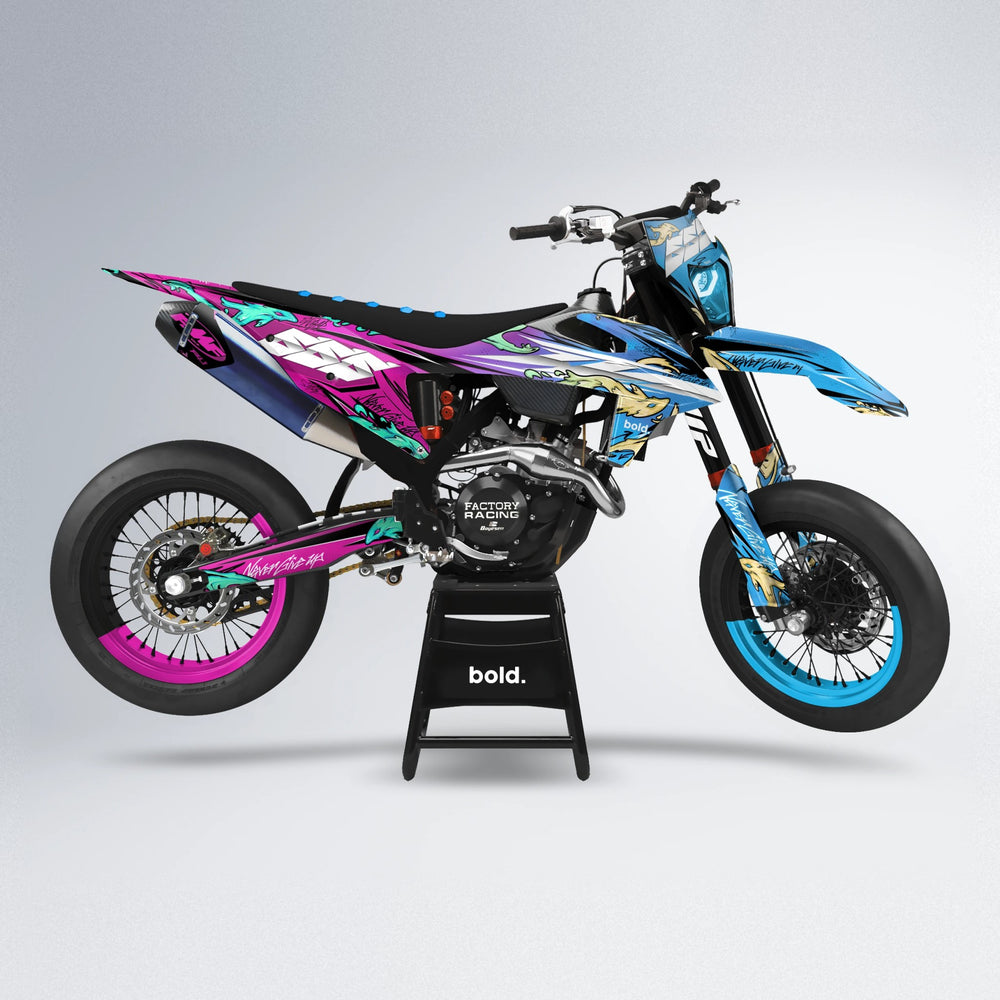 HYDRA supermoto graphics kit in Pink & Light Blue