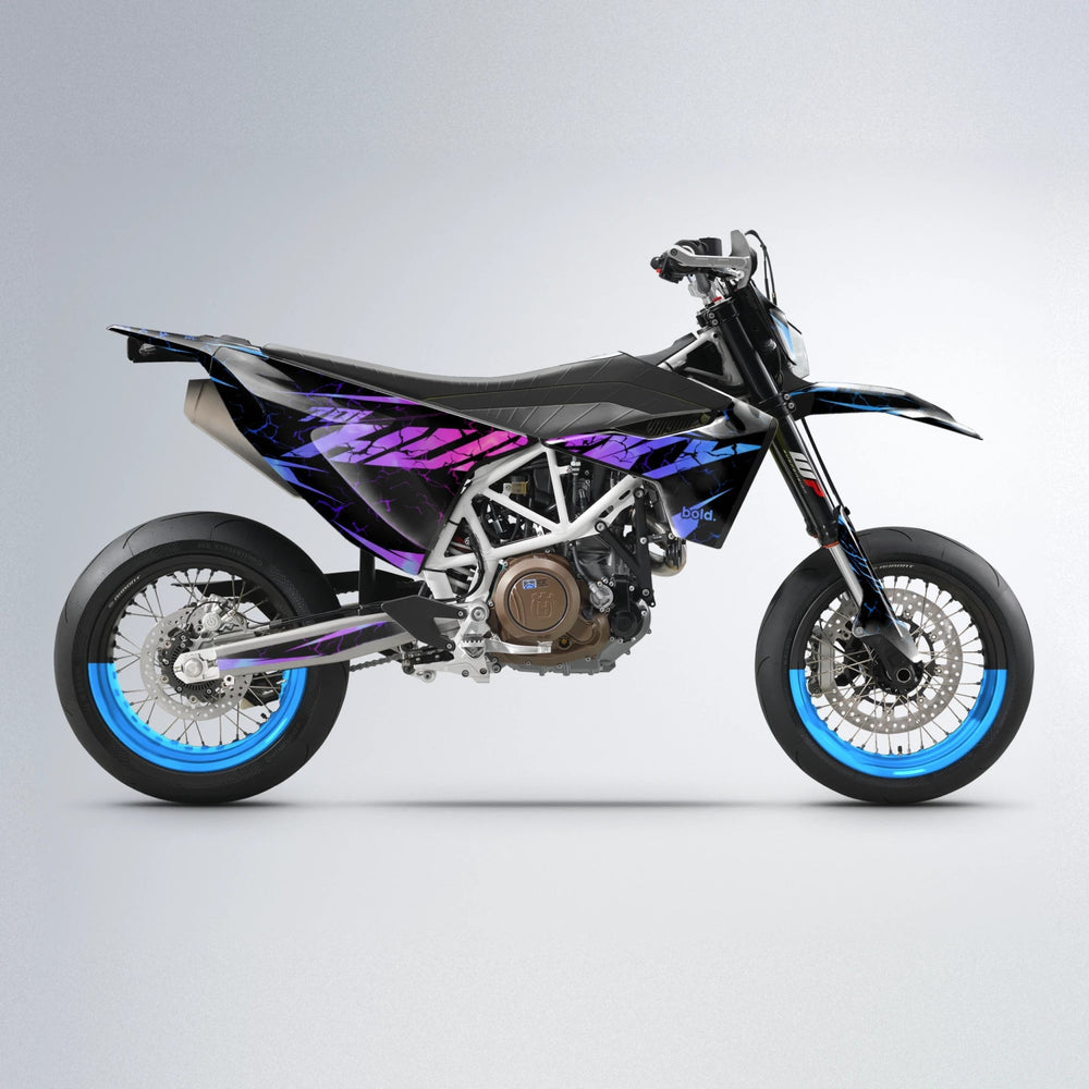 HYPER Husqvarna 701 supermoto graphics kit in Blue Purple Fade