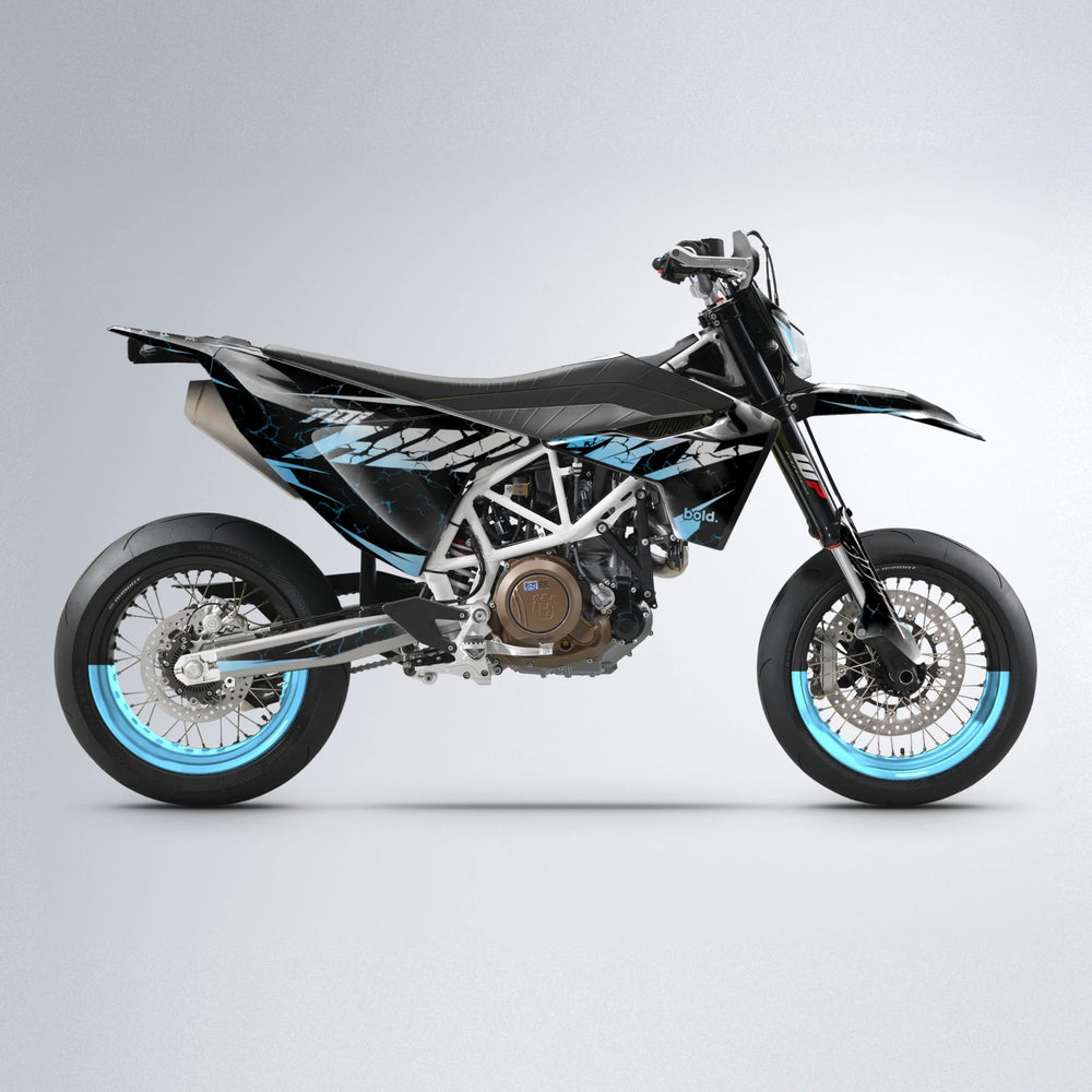 HYPER Husqvarna 701 supermoto graphics kit in Light Blue & White