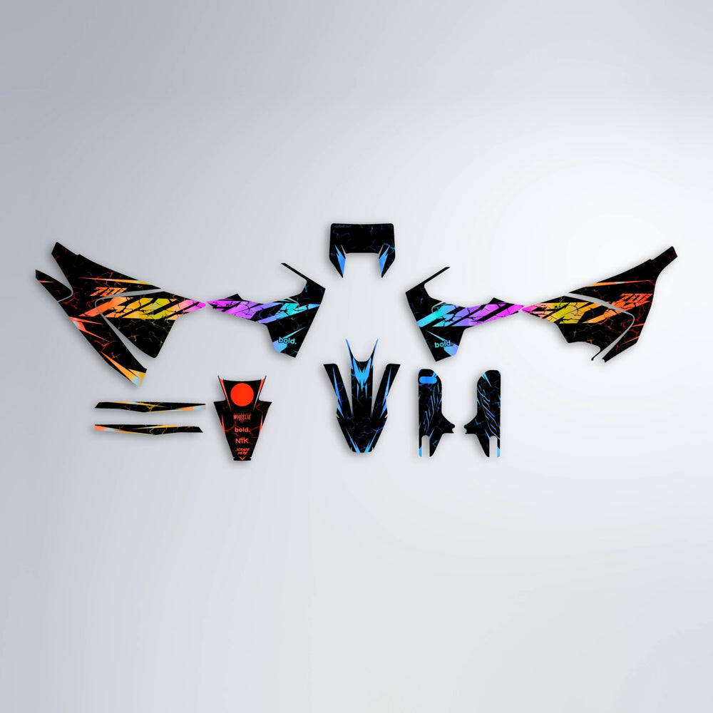 HYPER Husqvarna 701 graphics kit parts layout in Sunset Fade