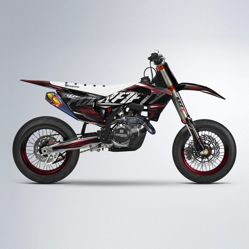 HYPER Husqvarna FE/TE supermoto graphics kit in Black & Red