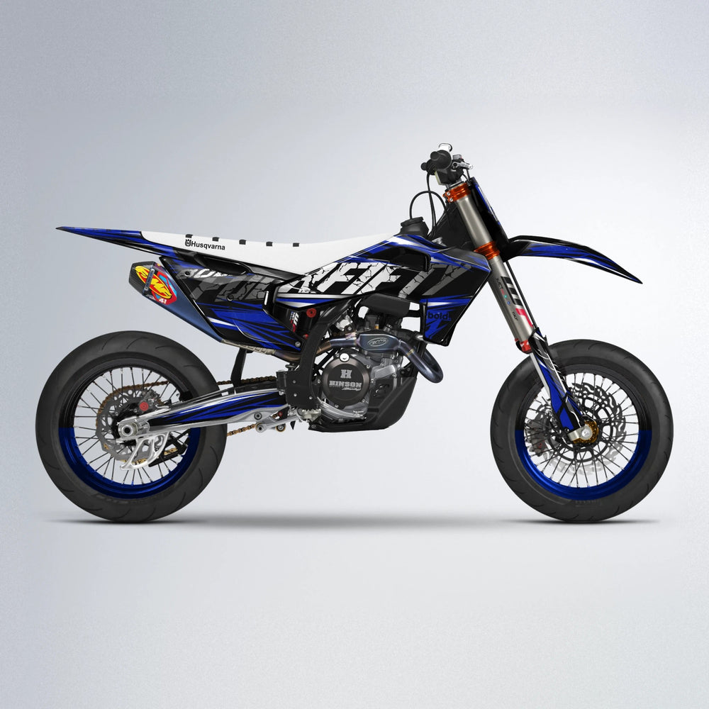 HYPER Husqvarna FE/TE supermoto graphics kit in Blue