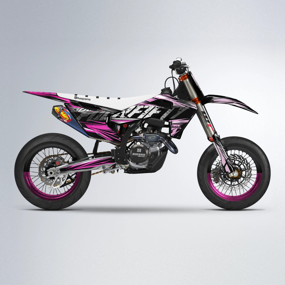 HYPER Husqvarna FE/TE supermoto graphics kit in Flamingo
